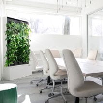 Teknion's Healthtech Wall in a brightly lit conference room.